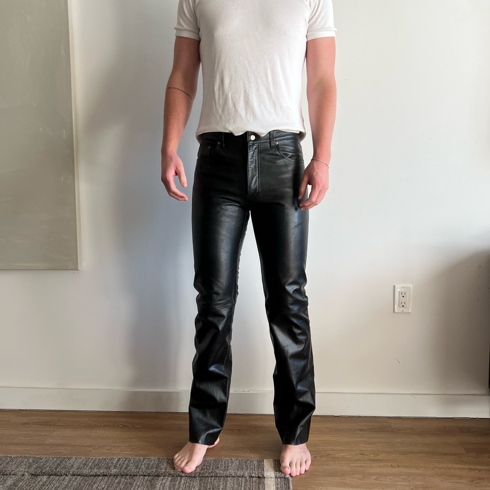 Wilsons Leather Men's Extra Long Black Leather Pants